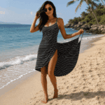 Zora Beach Dress Zwart-wit